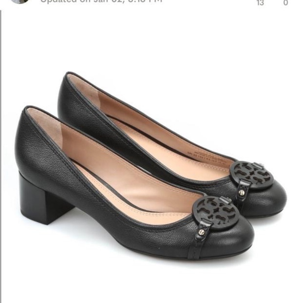 Tory Burch Mini Miller Logo Block Heel Pumps In Black